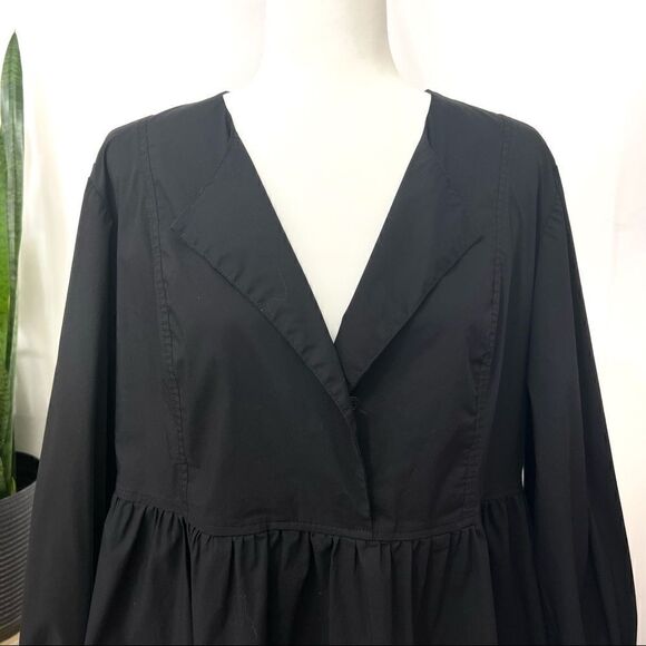 BILLIE The Label NWT XLarge Alexa Poplin Mini Dress Black Long sleeve - Picture 4 of 12